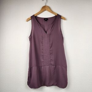 Mossimo Sleeveless Tunic Blouse Purple Plum Split Neck Size M Career Office